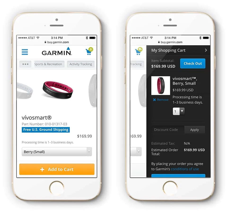 Product page and cart UI
