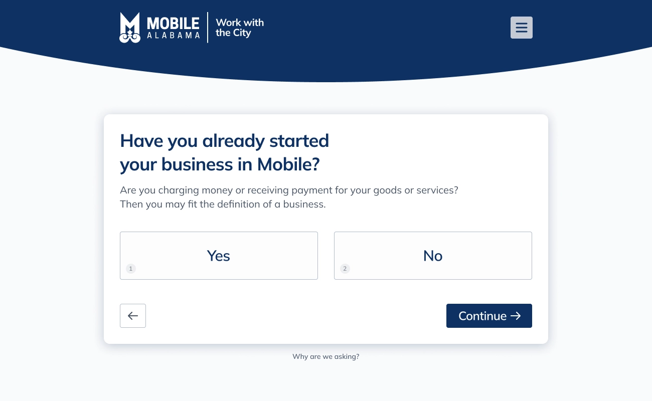 Quick start onboarding UI, Question screen